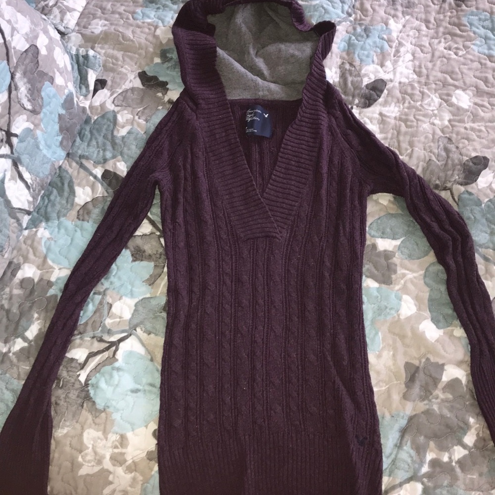 Purple sweater with hoodie